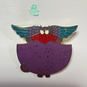 vintage Laurel Burch "Angelicat" Cat Pin or Brooch- Gold Tone - Vibrant Colors